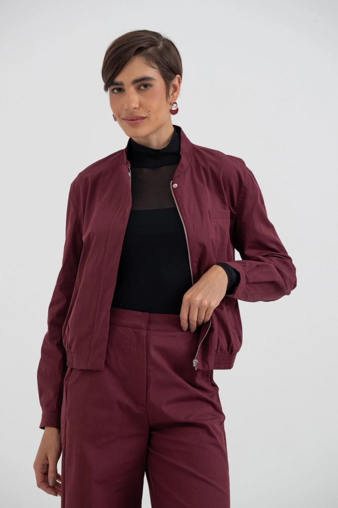 9038490 - Jaqueta Bomber Sarjada VINHO 9038490 - Jaqueta Bomber Sarjada VINHO - Imagem 1