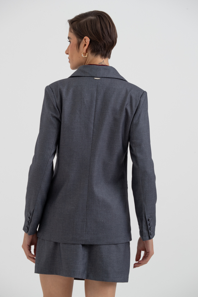 9038492 - Blazer Xadrez Alfaiataria CINZA