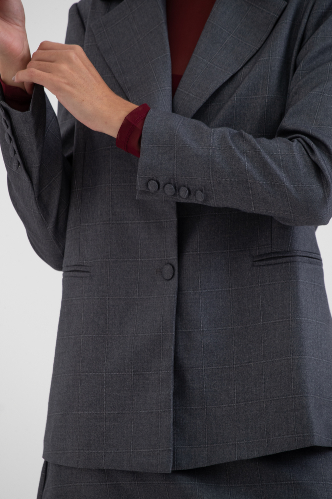 9038492 - Blazer Xadrez Alfaiataria CINZA