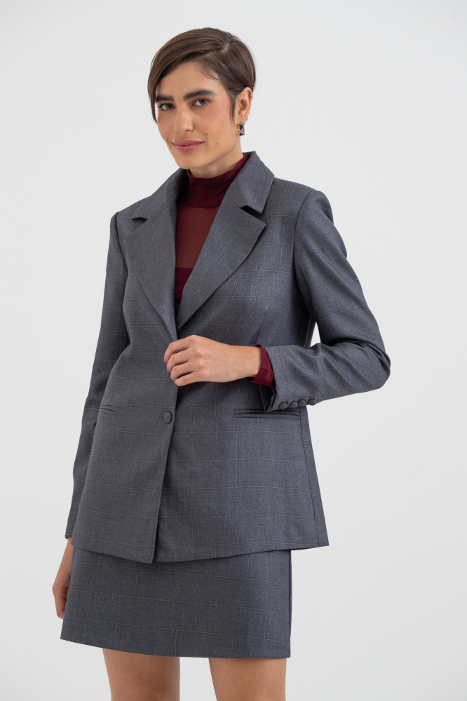 9038492 - Blazer Xadrez Alfaiataria CINZA