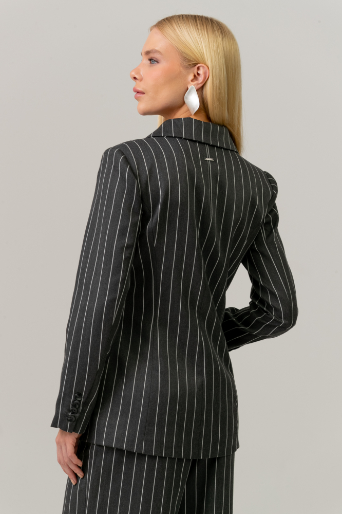 9038494 - Blazer Risca De Giz Com Faixa CINZA