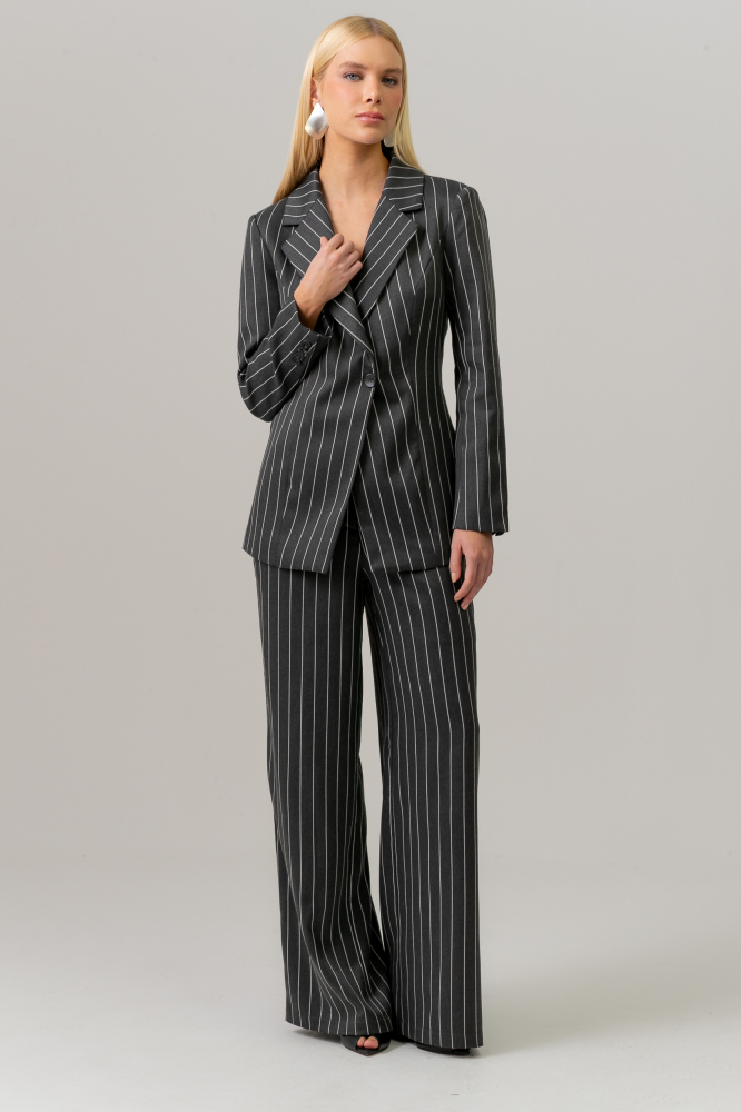 9038494 - Blazer Risca De Giz Com Faixa CINZA