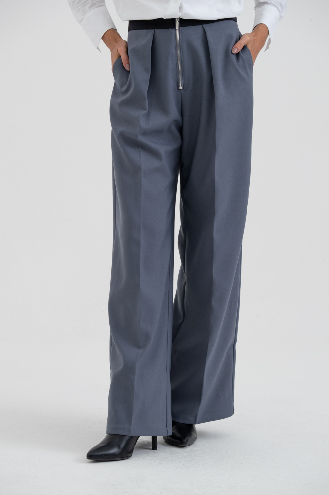 9038498 - Calça Alfaiataria Com Cós Contrastante CINZA 9038498 - Calça Alfaiataria Com Cós Contrastante CINZA