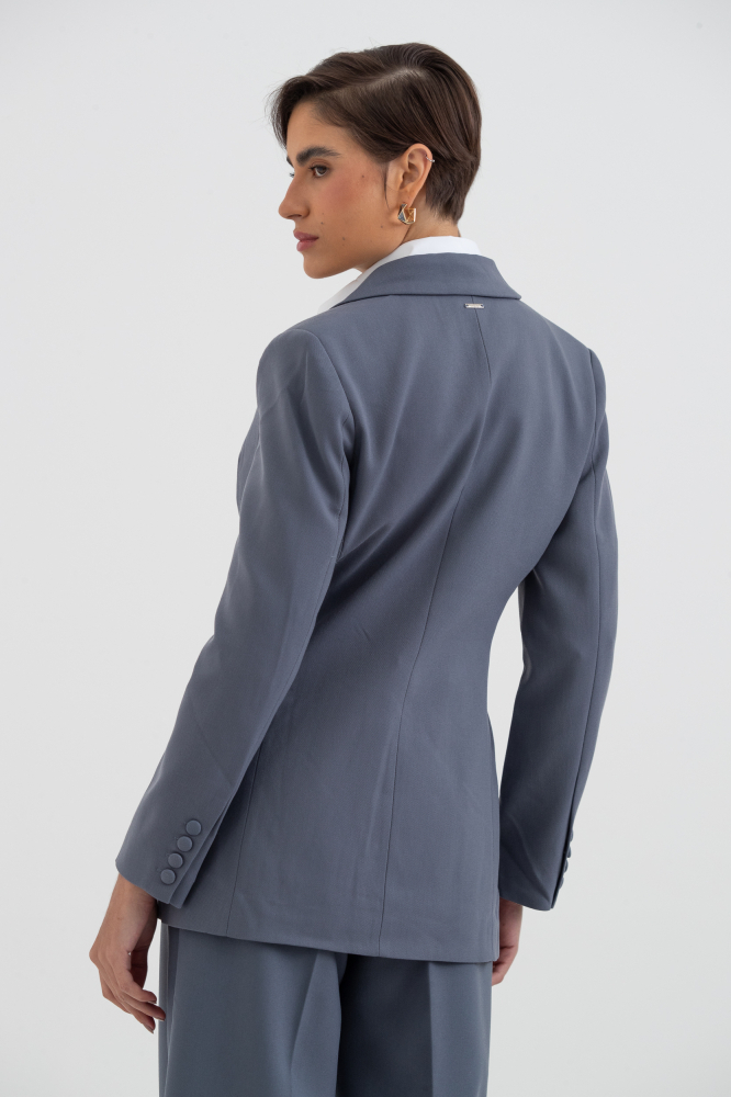 9038499 - Blazer Ajustado Alongado CINZA