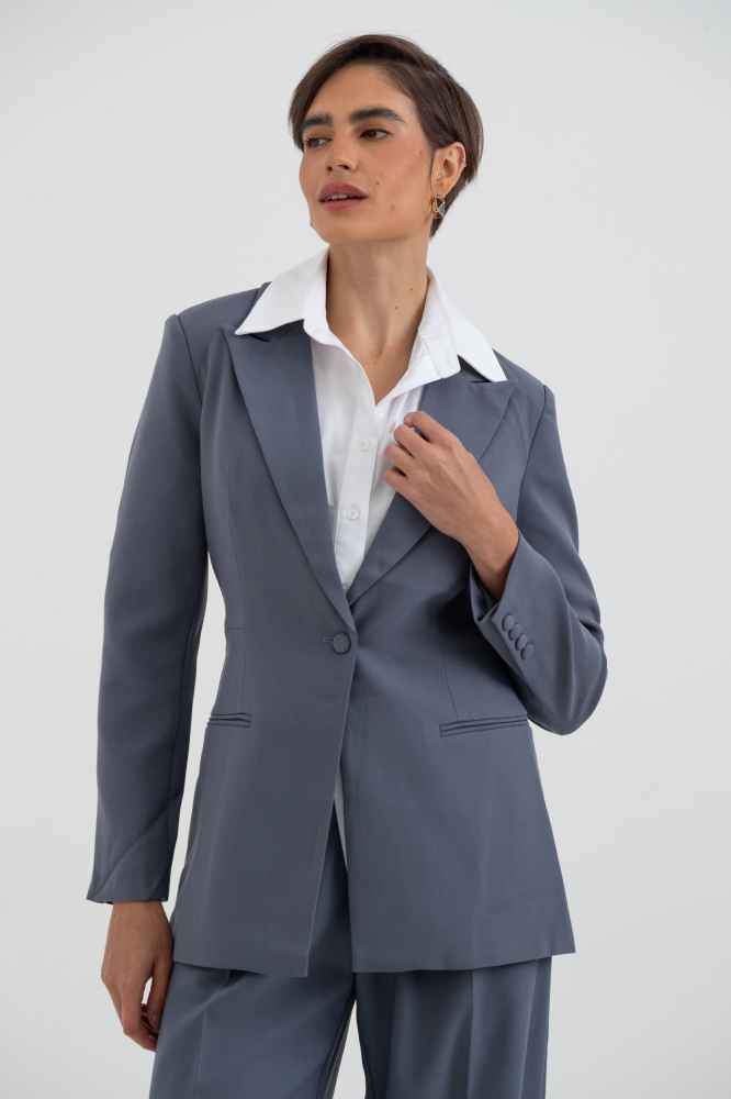 9038499 - Blazer Ajustado Alongado CINZA