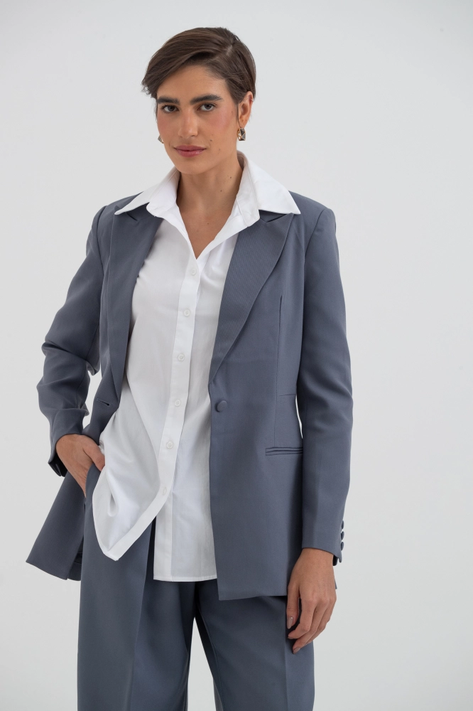 9038499 - Blazer Ajustado Alongado CINZA 9038499 - Blazer Ajustado Alongado CINZA - Imagem 2