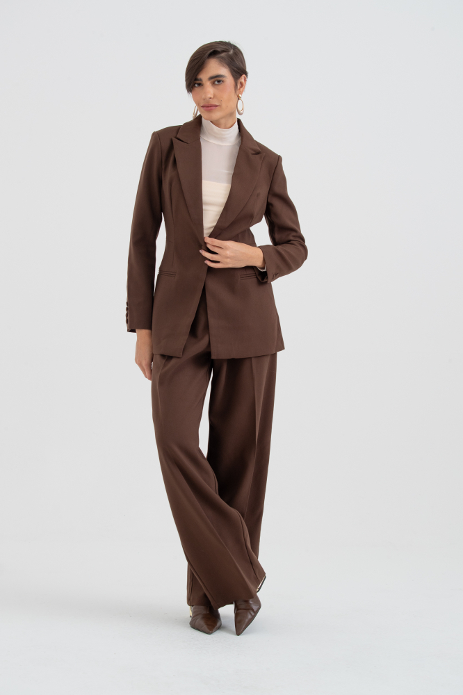 9038499 - Blazer Ajustado Alongado MARROM