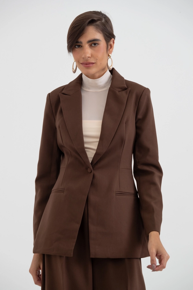9038499 - Blazer Ajustado Alongado MARROM 9038499 - Blazer Ajustado Alongado MARROM - Imagem 1