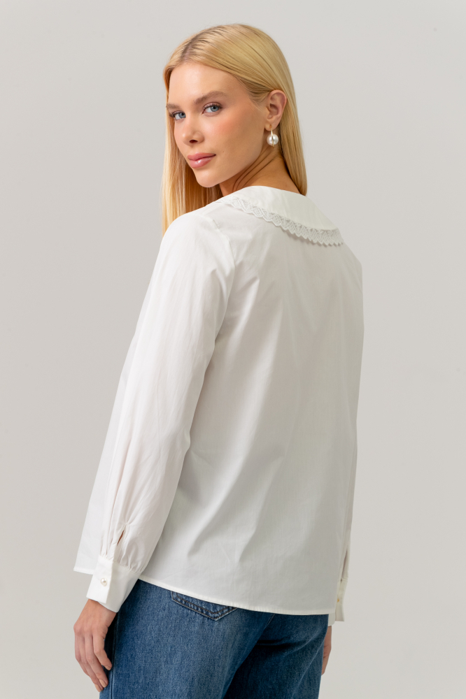 9038501 - Camisa Gola Com Renda BRANCO