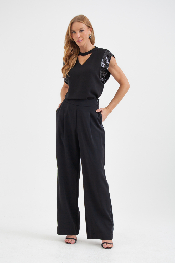 9038502 - Blusa Alfaiataria Com Paetê PRETO