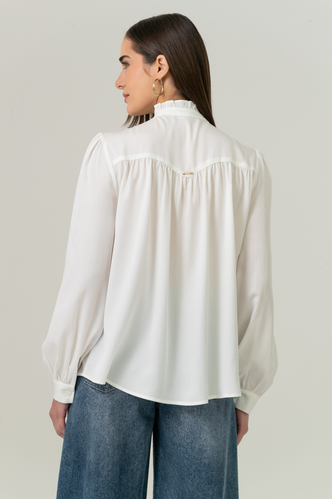 9038503 - Camisa Gola Franzida BRANCO 9038503 - Camisa Gola Franzida BRANCO
