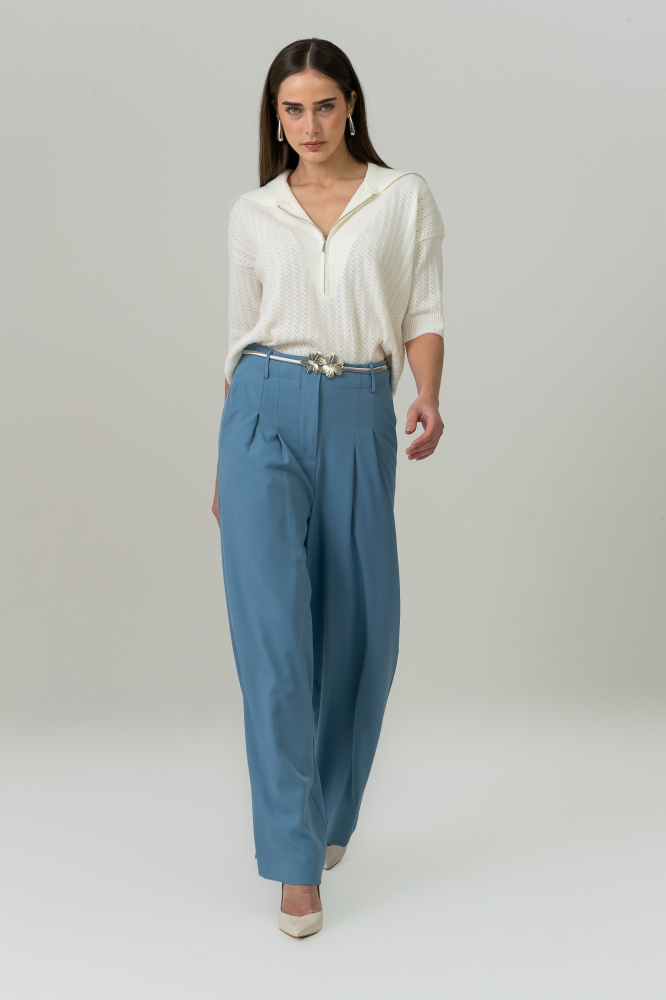 9038534 - Blusa Tricot Gola Ampla E Zíper OFF-WHITE 9038534 - Blusa Tricot Gola Ampla E Zíper OFF-WHITE