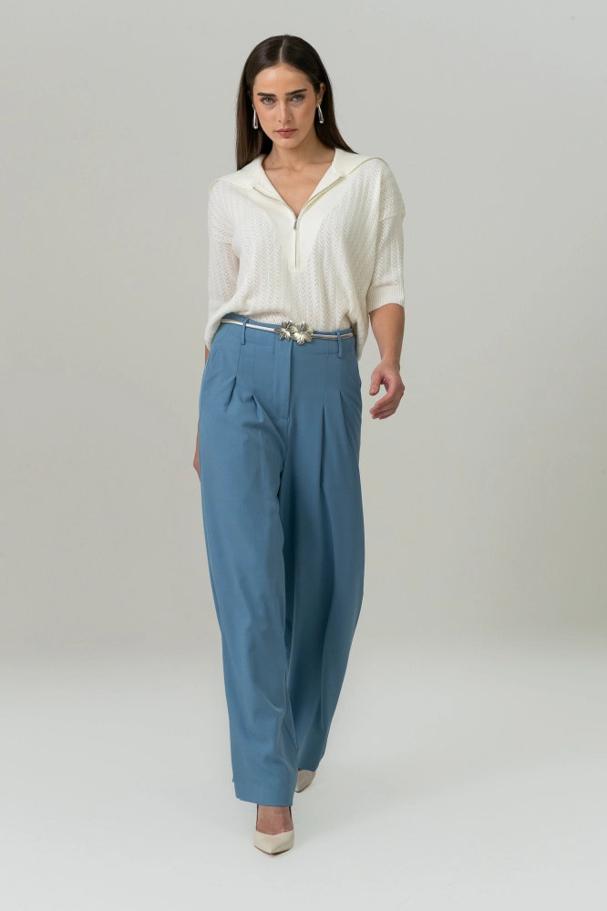 9038534 - Blusa Tricot Gola Ampla E Zíper OFF-WHITE 9038534 - Blusa Tricot Gola Ampla E Zíper OFF-WHITE - Imagem 2