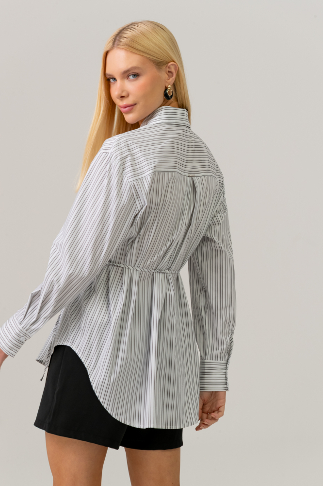 9038544 - Camisa Listrada Com Cordão PRETO