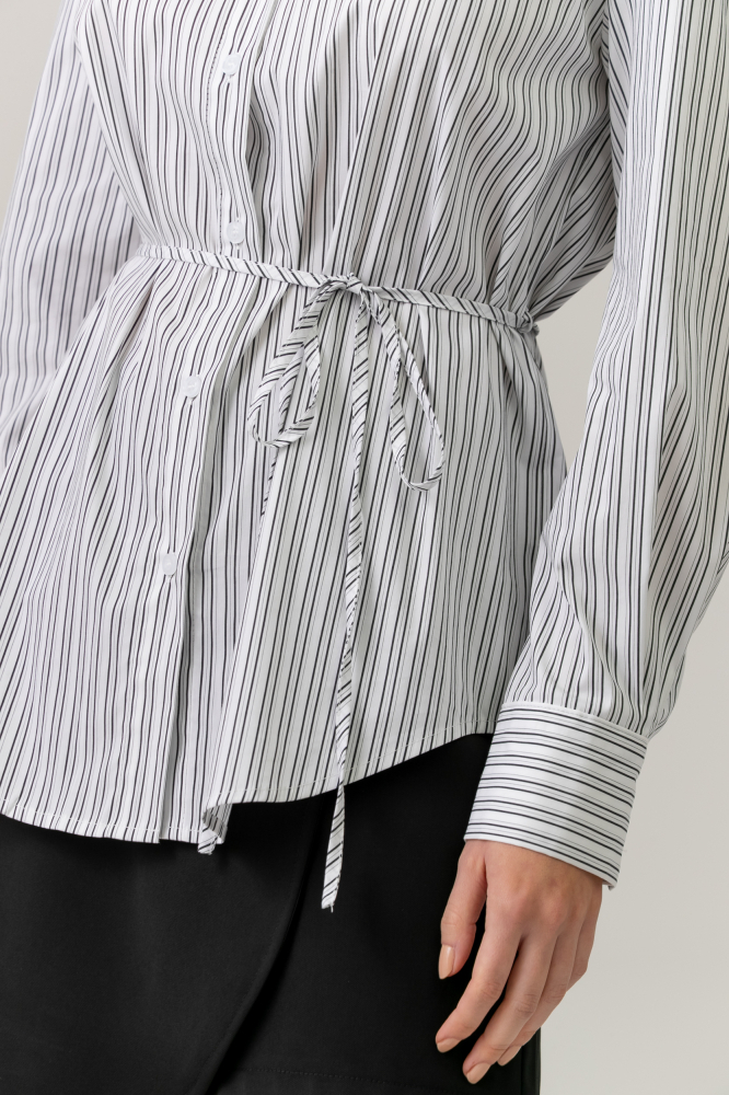 9038544 - Camisa Listrada Com Cordão PRETO