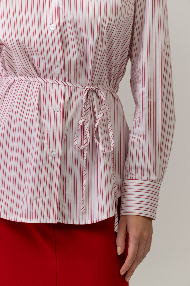 9038544 - Camisa Listrada Com Cordão VERMELHO