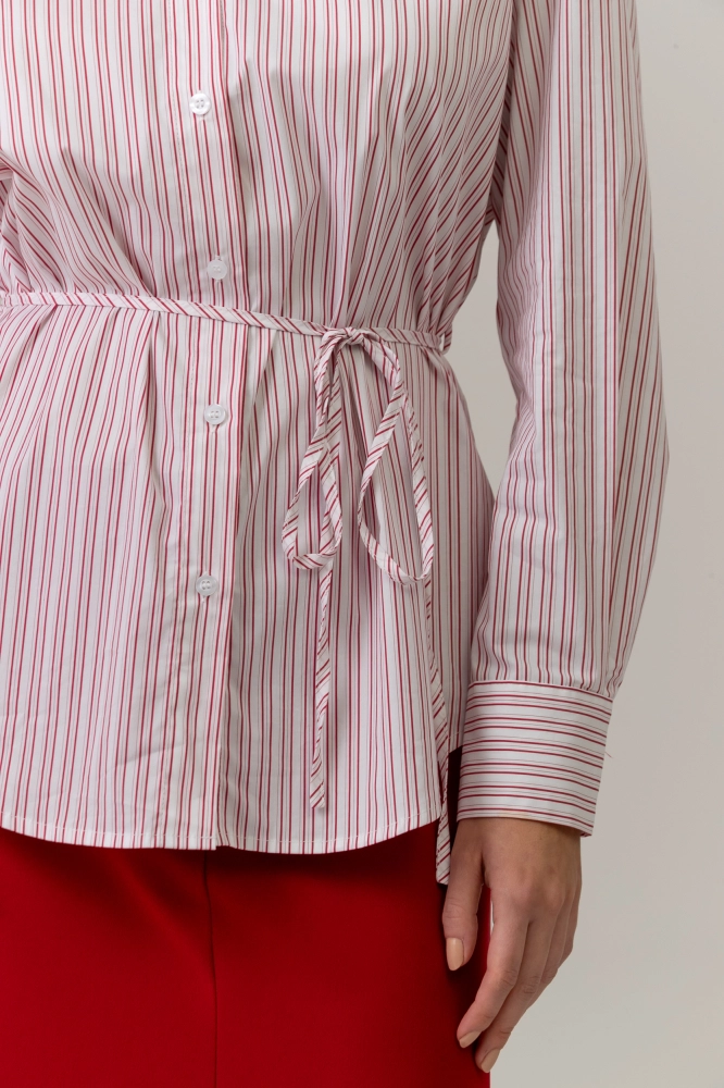 9038544 - Camisa Listrada Com Cordão VERMELHO - Imagem 2