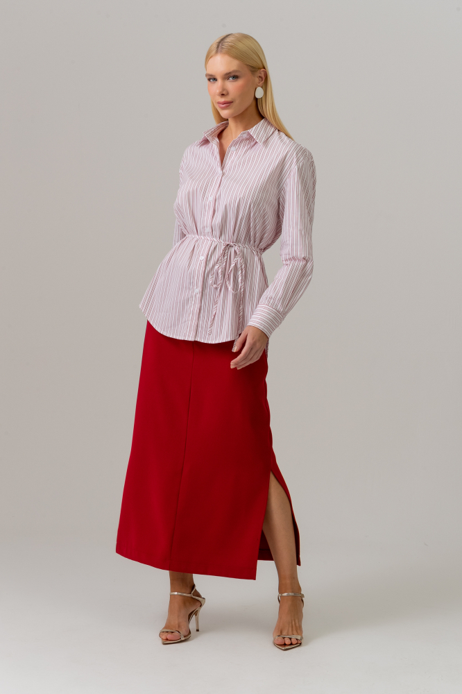 9038544 - Camisa Listrada Com Cordão VERMELHO