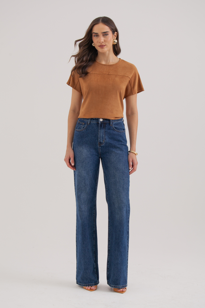 9038552 - Camiseta De Suede Com Pala Furadinha CAMEL 9038552 - Camiseta De Suede Com Pala Furadinha CAMEL
