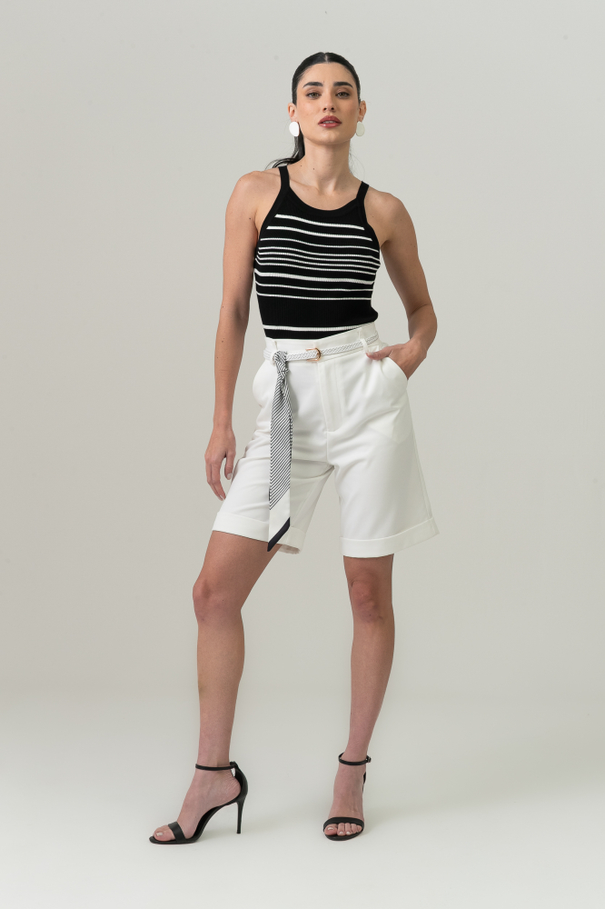 9038558 - Regata Tricot Listrada Bicolor PRETO 9038558 - Regata Tricot Listrada Bicolor PRETO