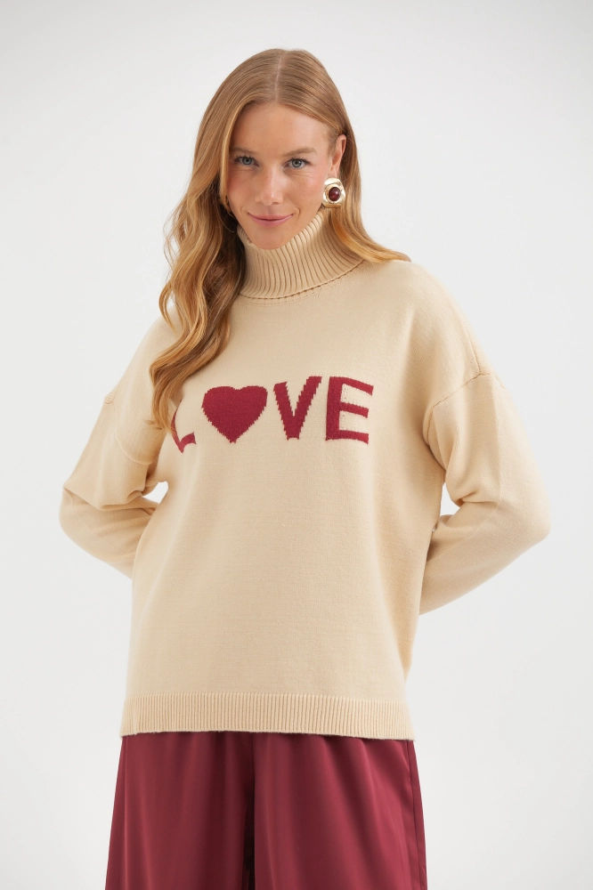 9038577 - Blusa Tricot Gola Alta Love AREIA 9038577 - Blusa Tricot Gola Alta Love AREIA - Imagem 1