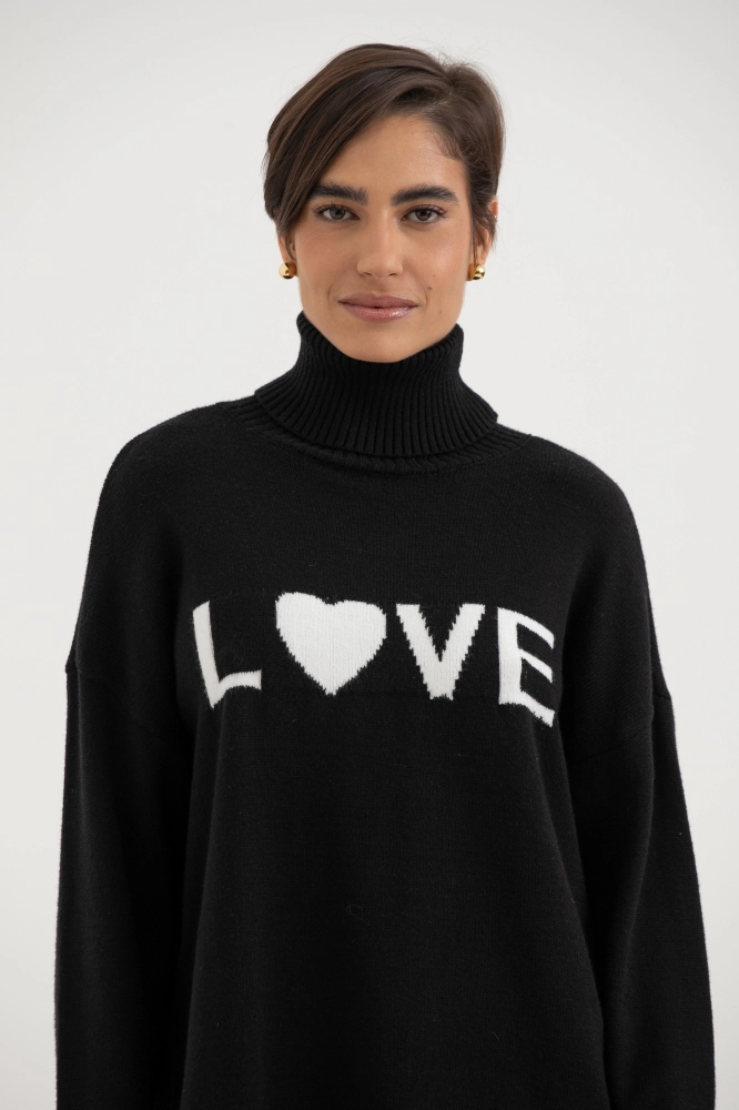9038577 - Blusa Tricot Gola Alta Love PRETO 9038577 - Blusa Tricot Gola Alta Love PRETO - Imagem 2