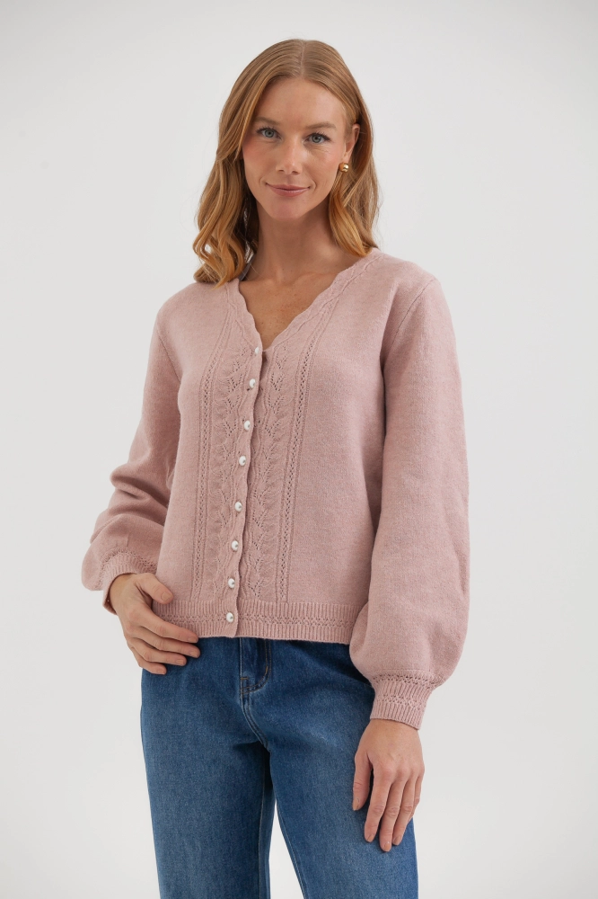 9038580 - Cardigan Em Tricot Com Botões De Pérolas ROSÊ 9038580 - Cardigan Em Tricot Com Botões De Pérolas ROSÊ - Imagem 1