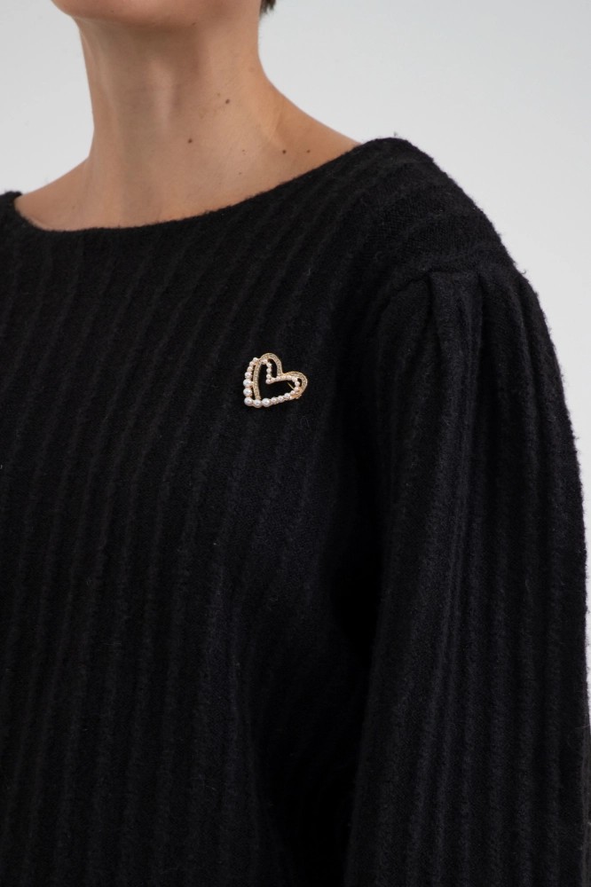 9038581 - Blusa Em Tricot Canelado Com Decote Canoa PRETO 9038581 - Blusa Em Tricot Canelado Com Decote Canoa PRETO - Imagem 2