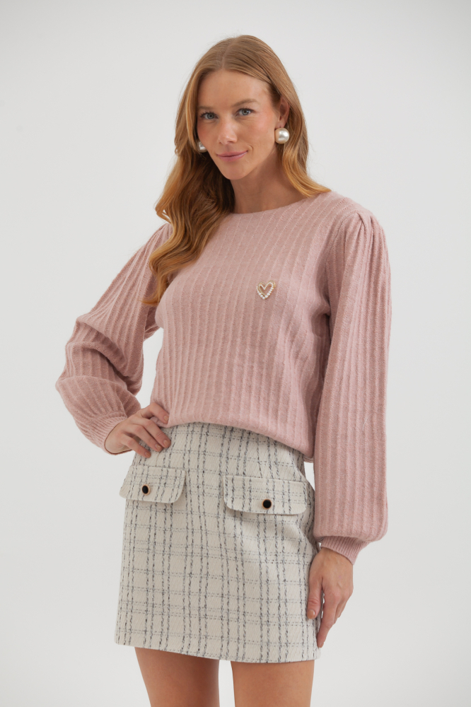 9038581 - Blusa Em Tricot Canelado Com Decote Canoa ROSÊ 9038581 - Blusa Em Tricot Canelado Com Decote Canoa ROSÊ