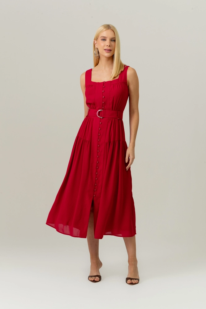 9038586 - Vestido Botões Ana VERMELHO 9038586 - Vestido Botões Ana VERMELHO - Imagem 1