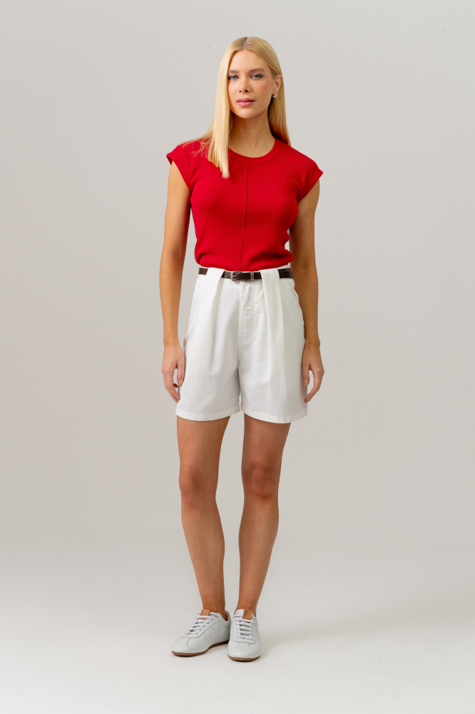 9038591 - Blusa Tricot Manga Caída Com Friso Frontal VERMELHO