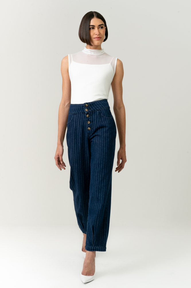 9038596 - Blusa Sem Manga Gola Alta Tule OFF-WHITE