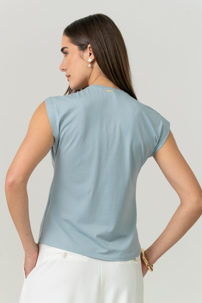 9038597 - Camiseta Com Detalhe Torcido AZUL 9038597 - Camiseta Com Detalhe Torcido AZUL