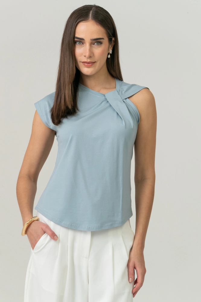 9038597 - Camiseta Com Detalhe Torcido AZUL 9038597 - Camiseta Com Detalhe Torcido AZUL - Imagem 1