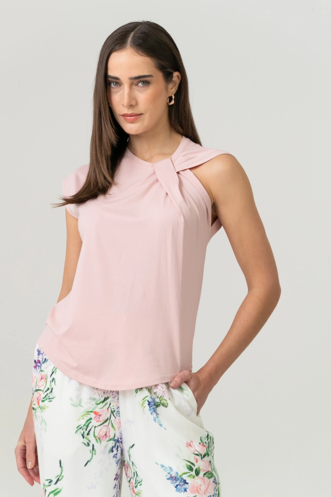 9038597 - Camiseta Com Detalhe Torcido ROSA 9038597 - Camiseta Com Detalhe Torcido ROSA - Imagem 1
