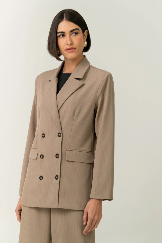 9038604 - Blazer Risca De Giz Amelie CAQUI 9038604 - Blazer Risca De Giz Amelie CAQUI - Imagem 1