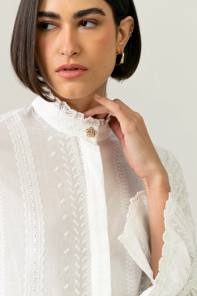 9038606 - Camisa Manga Longa Bordados OFF-WHITE 9038606 - Camisa Manga Longa Bordados OFF-WHITE - Imagem 2