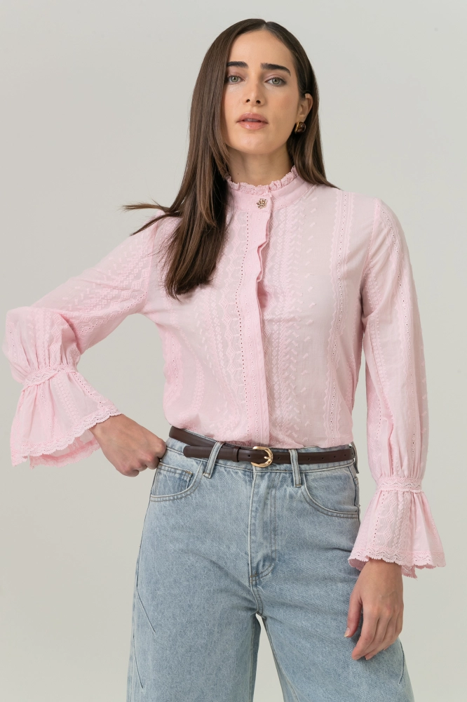 9038606 - Camisa Manga Longa Bordados ROSA 9038606 - Camisa Manga Longa Bordados ROSA - Imagem 1