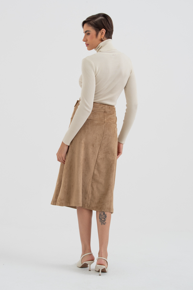 9038614 - Saia Midi Suede BEGE 9038614 - Saia Midi Suede BEGE