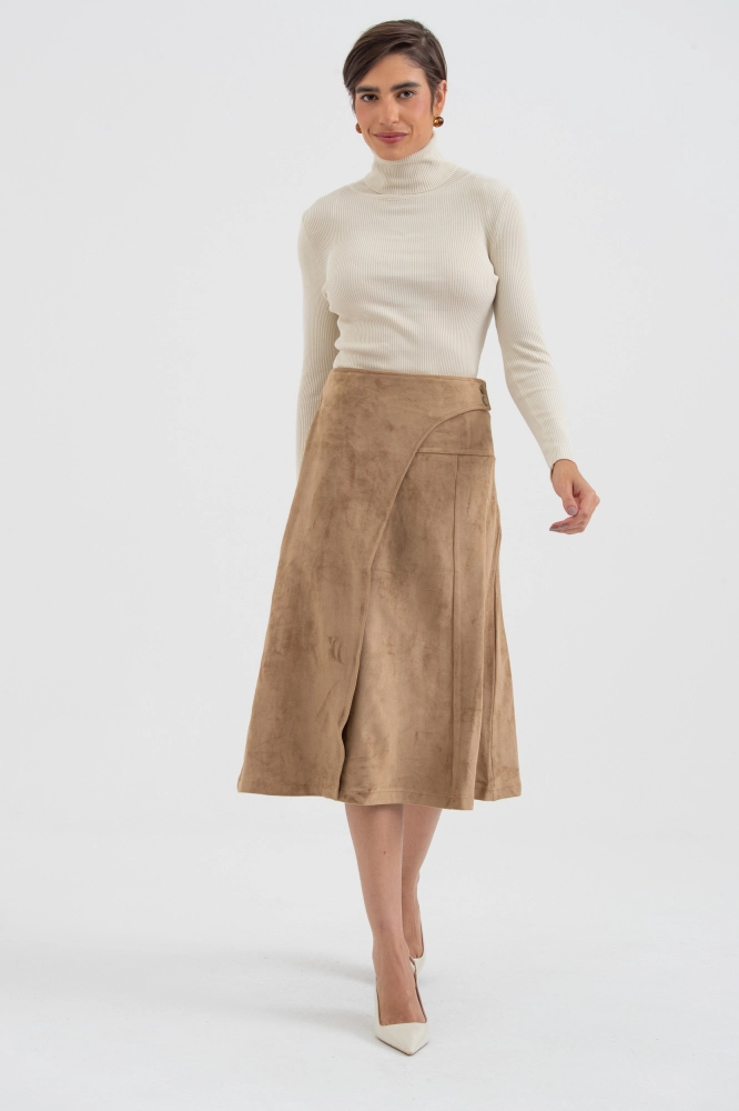 9038614 - Saia Midi Suede BEGE - Imagem 1