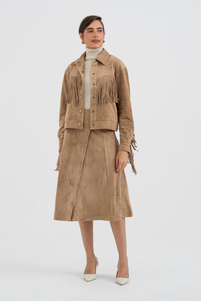 9038614 - Saia Midi Suede BEGE 9038614 - Saia Midi Suede BEGE