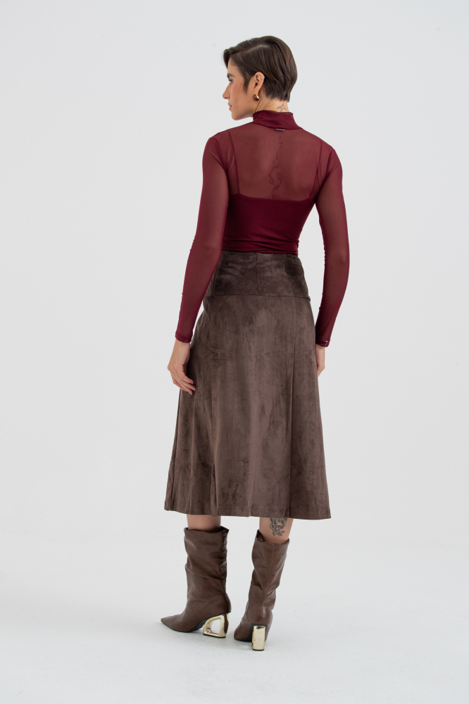 9038614 - Saia Midi Suede MARROM 9038614 - Saia Midi Suede MARROM
