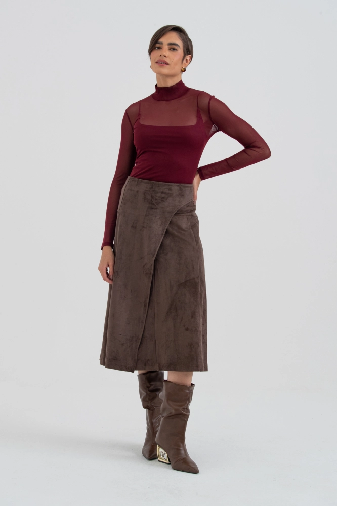 9038614 - Saia Midi Suede MARROM 9038614 - Saia Midi Suede MARROM - Imagem 1