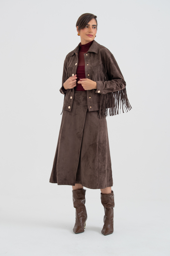9038614 - Saia Midi Suede MARROM 9038614 - Saia Midi Suede MARROM