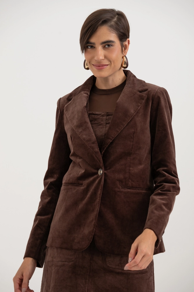 9038650 - Blazer De Veludo Cotelê MARROM - Imagem 1