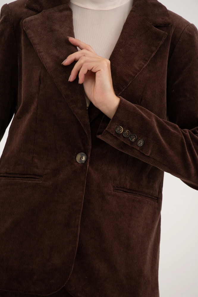 9038650 - Blazer De Veludo Cotelê MARROM - Imagem 2