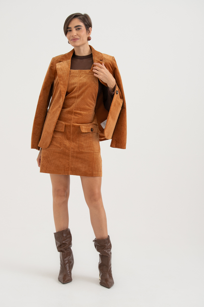 9038651 - Vestido Salopete Veludo CAMEL