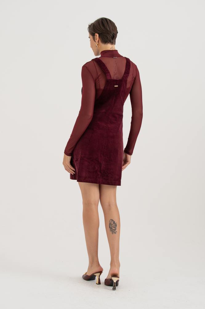 9038651 - Vestido Salopete Veludo VINHO