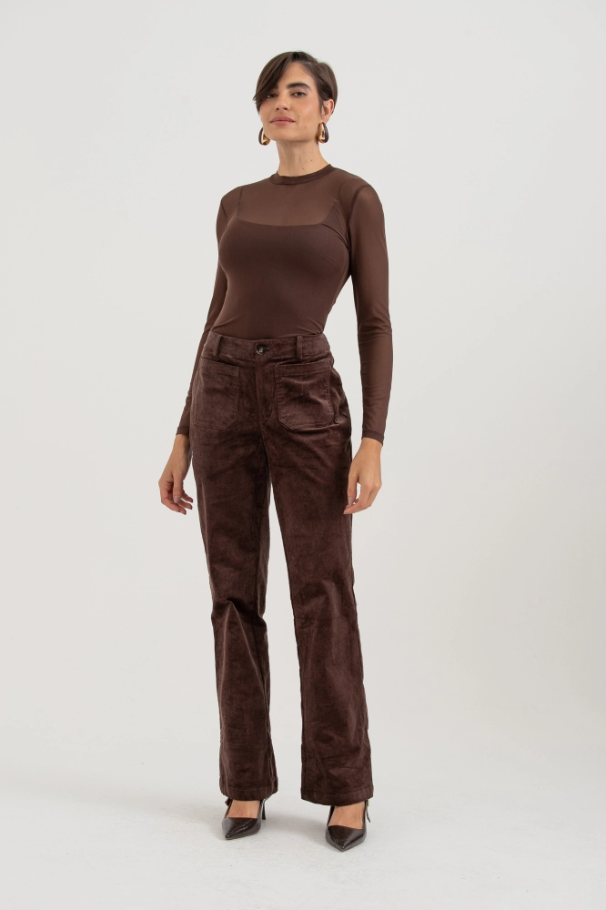 9038652 - Calça Flare Veludo Cotelê MARROM - Imagem 1