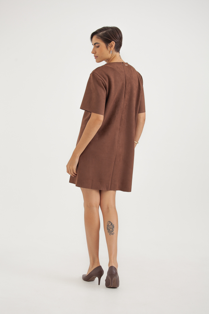 9038659 - Vestido Suede Tachas MARROM 9038659 - Vestido Suede Tachas MARROM